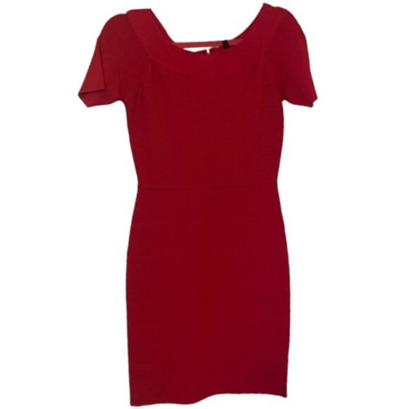 BCBG Max Azria red short sleeve bandage bodycon dress size XS - Picture 2 of 4